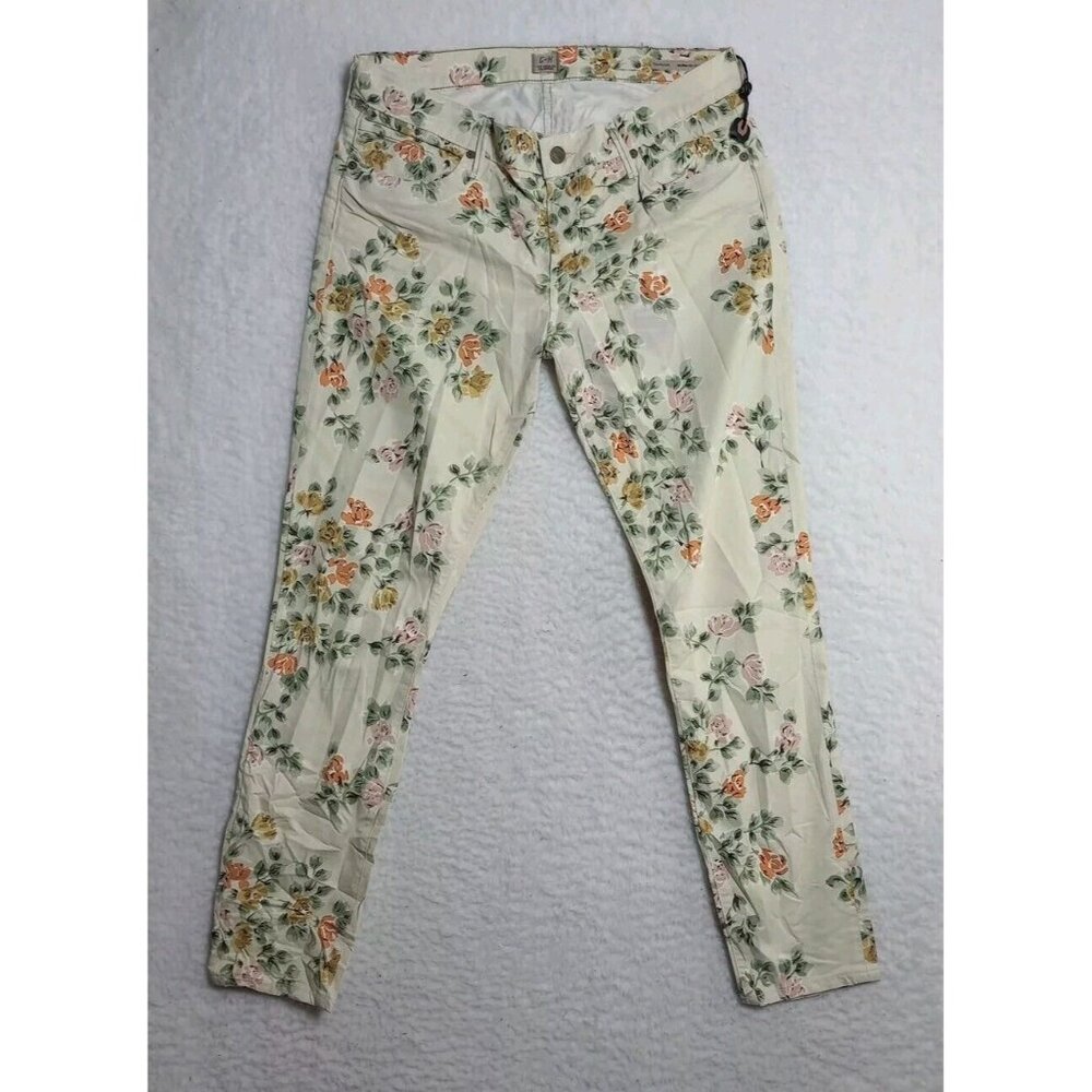 Citizens of Humanity Jeans Womens 31 Cream Floral Thompson Skinny Mid Rise